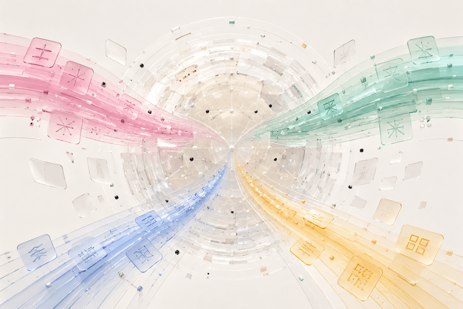 Translucent language paths joining a global network for the Arabic Grain experience